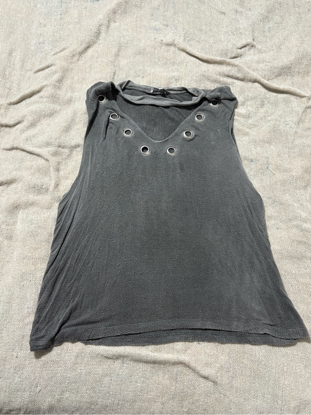 Charlotte Russe Black Sleeveless Tank with Grommet Detail